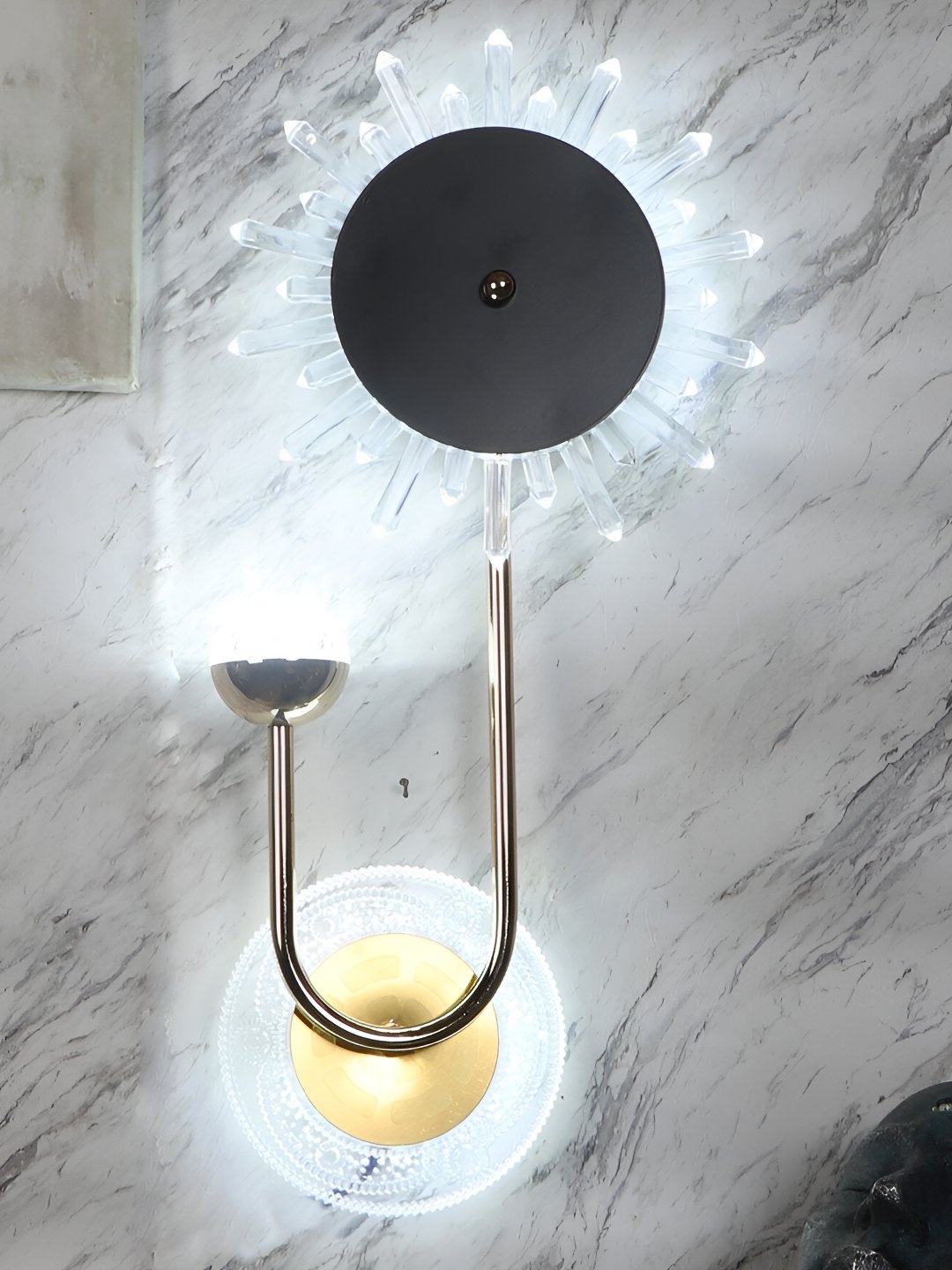 

ELIANTE Black & Gold Toned Solid Iron Contemporary Spherical Shaped Wall Lamp