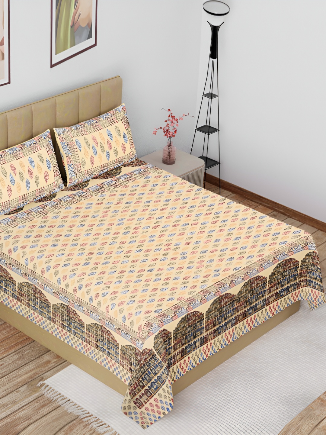 

The Craft Monk Pink Cotton 180 TC King 1 Double Bedsheet with 2 Pillow Covers