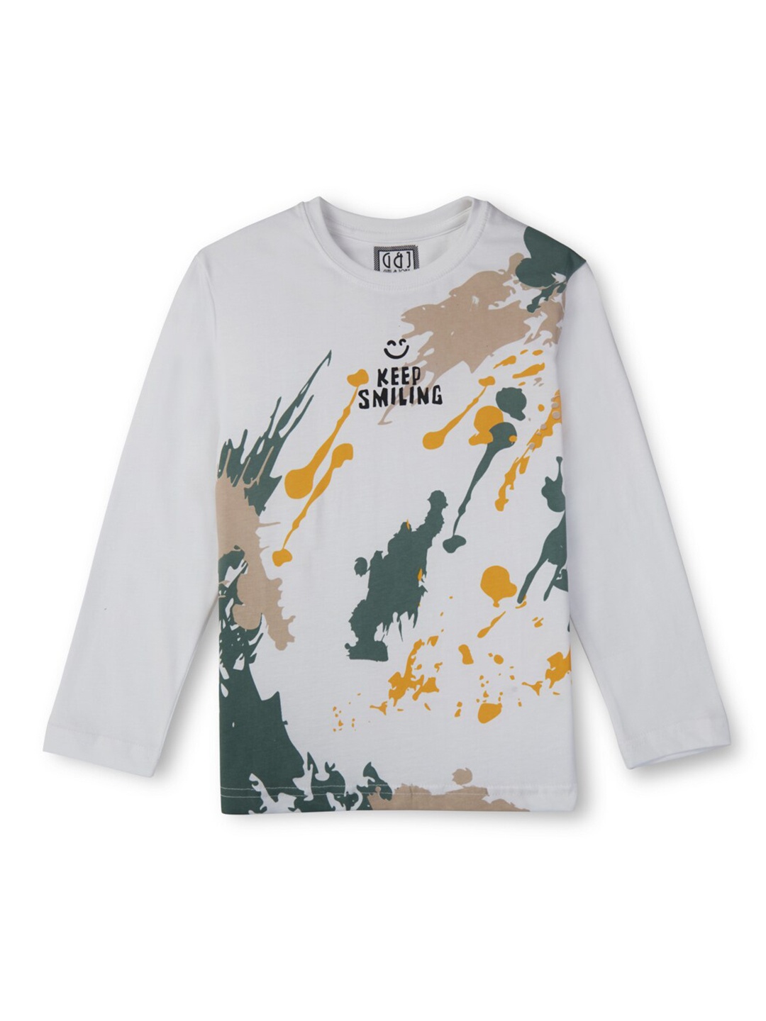 

Gini and Jony Boys Printed Cotton T-shirt, White