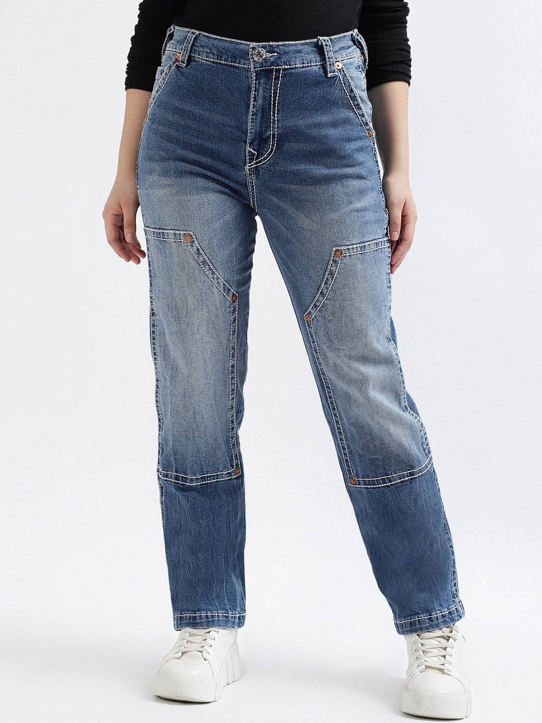 

True Religion Women Big T Sarah Straight Fit Blue High Rise Jeans