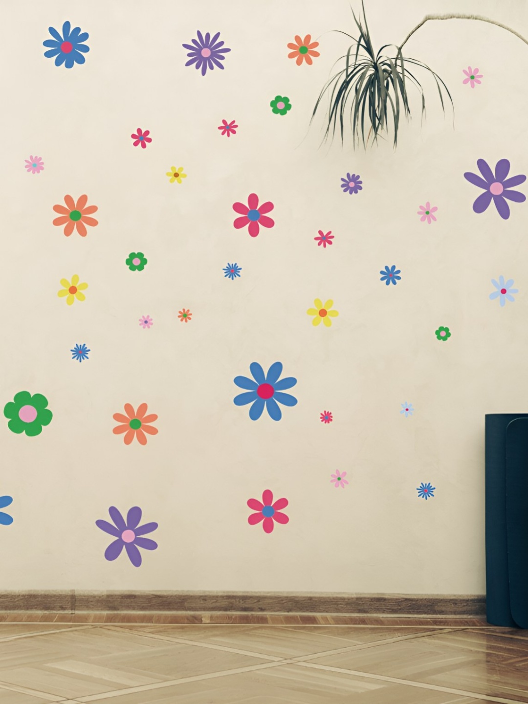 

CVANU Beige & Pink Floral Printed Adhesive Wall Sticker