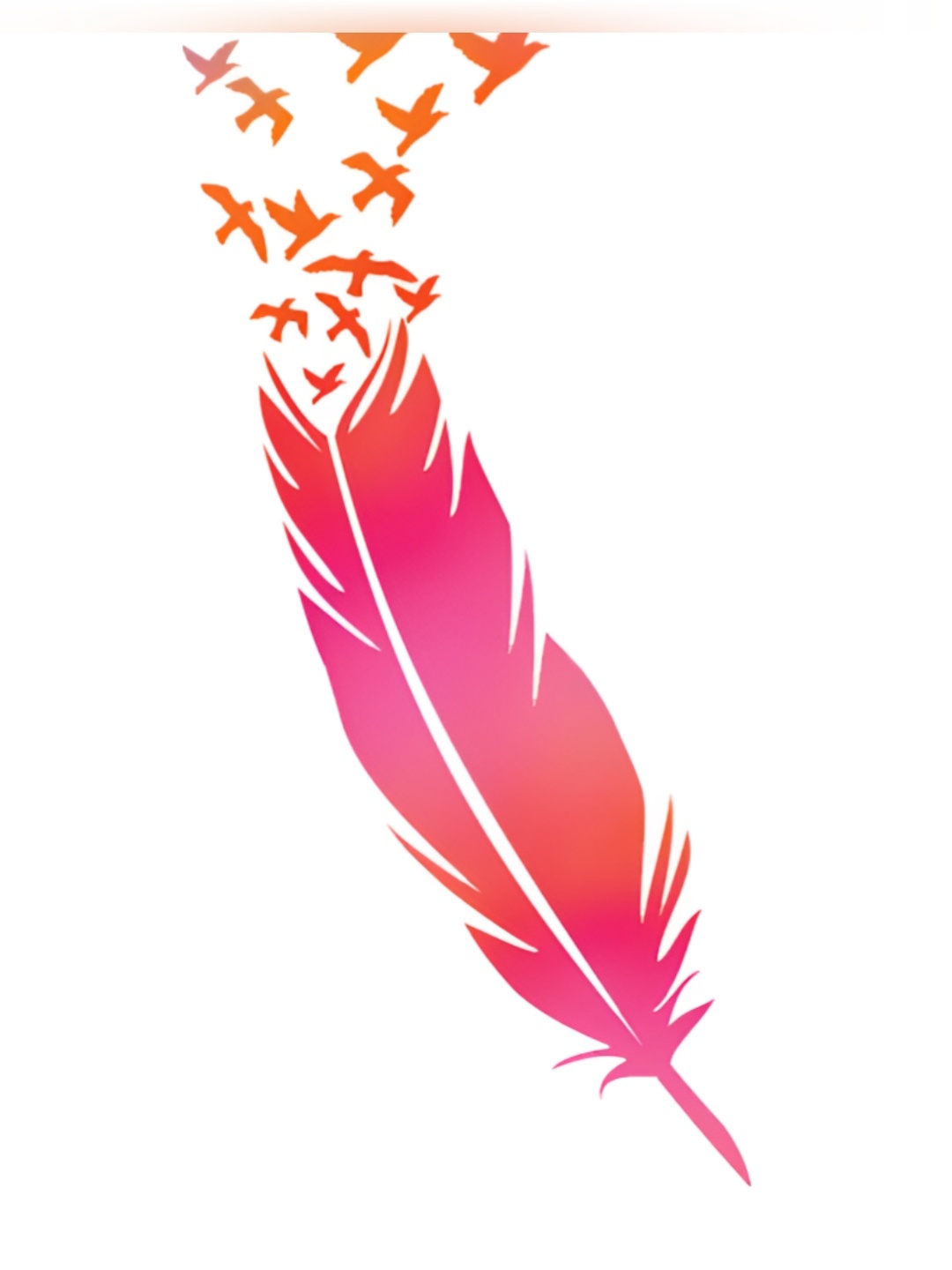 

CVANU Pink Feather Printed Vinyl Self-Adhesive Wall Sticker