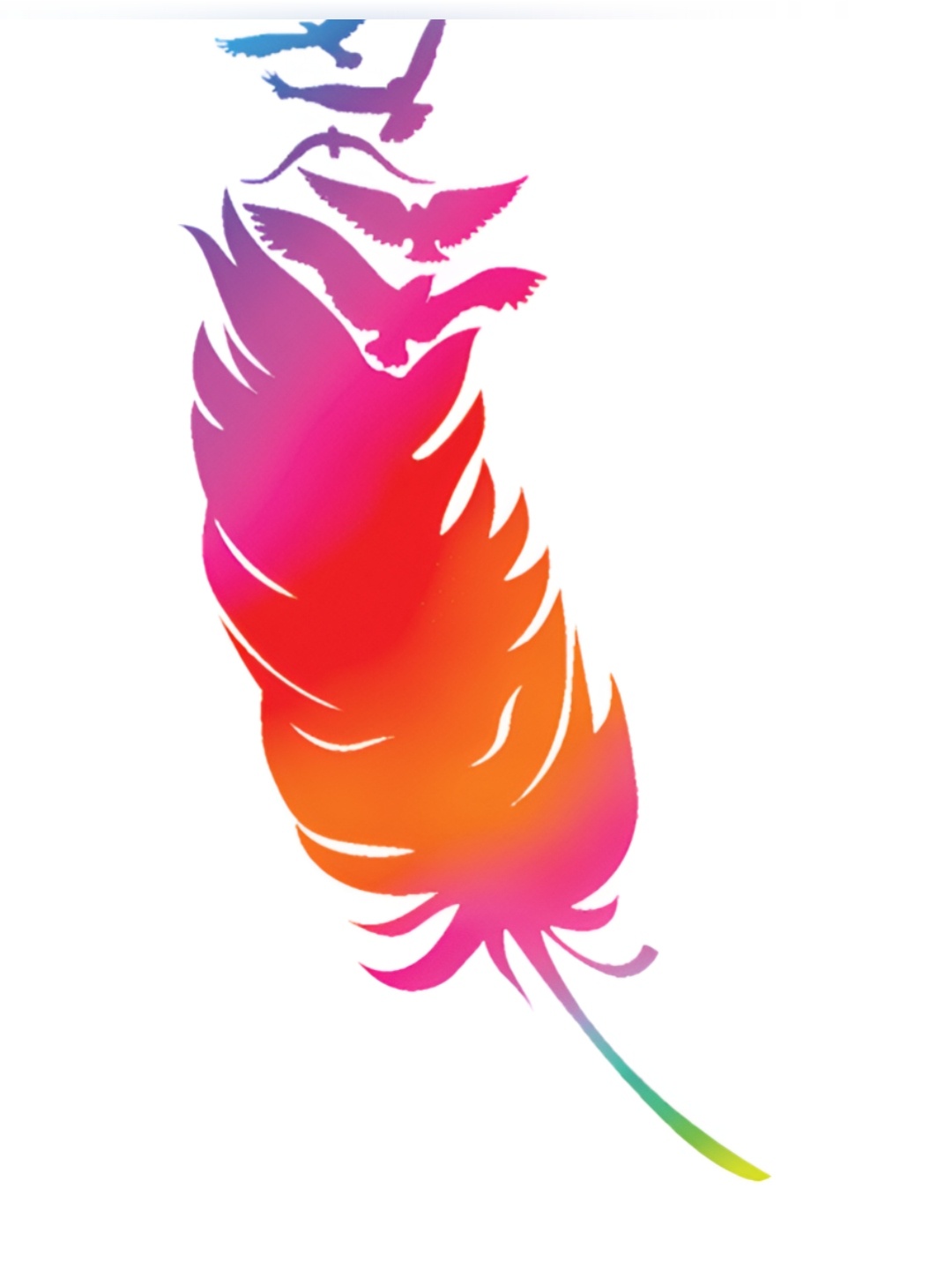 

CVANU Pink & Orange Feather Printed Vinyl Self-Adhesive Wall Sticker