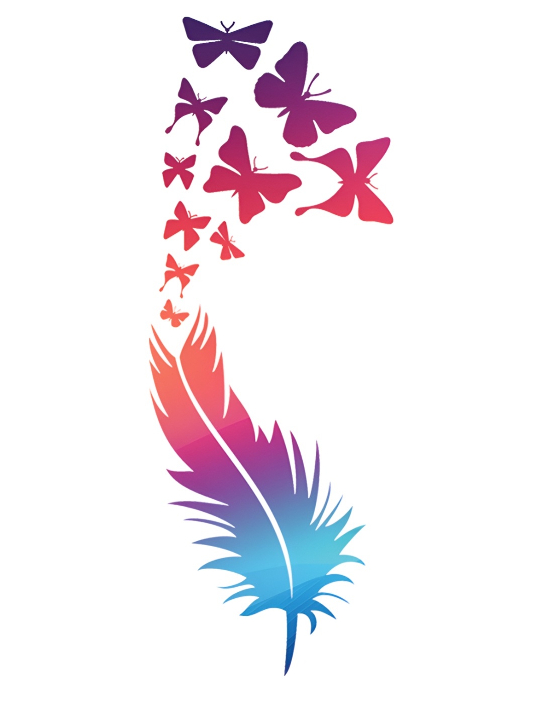 

CVANU Red & Purple Feather Printed Vinyl Self-Adhesive Wall Sticker