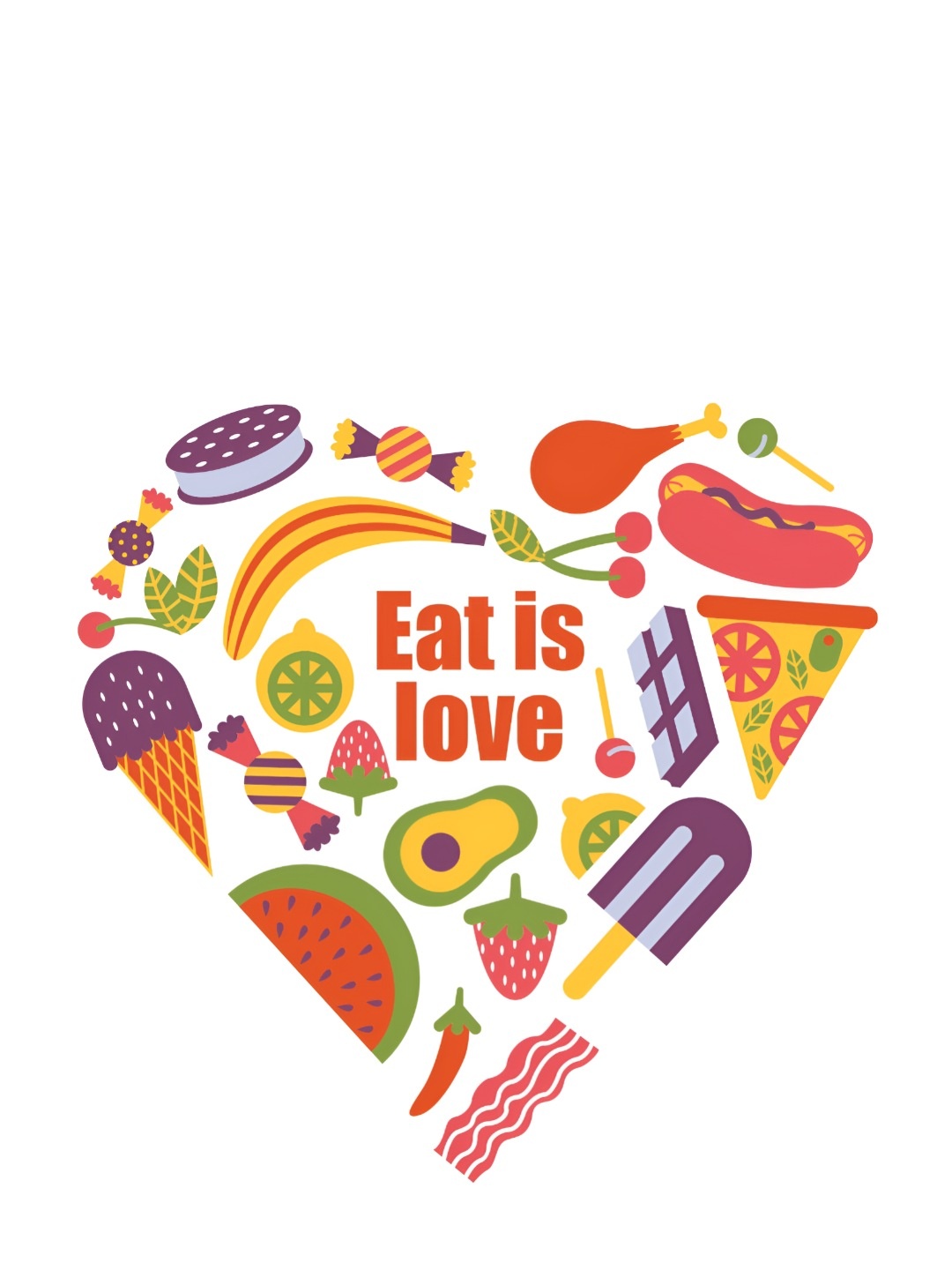 

CVANU Eat Is Love Red & Yellow Colorful Printed Kitchen Wall Sticker