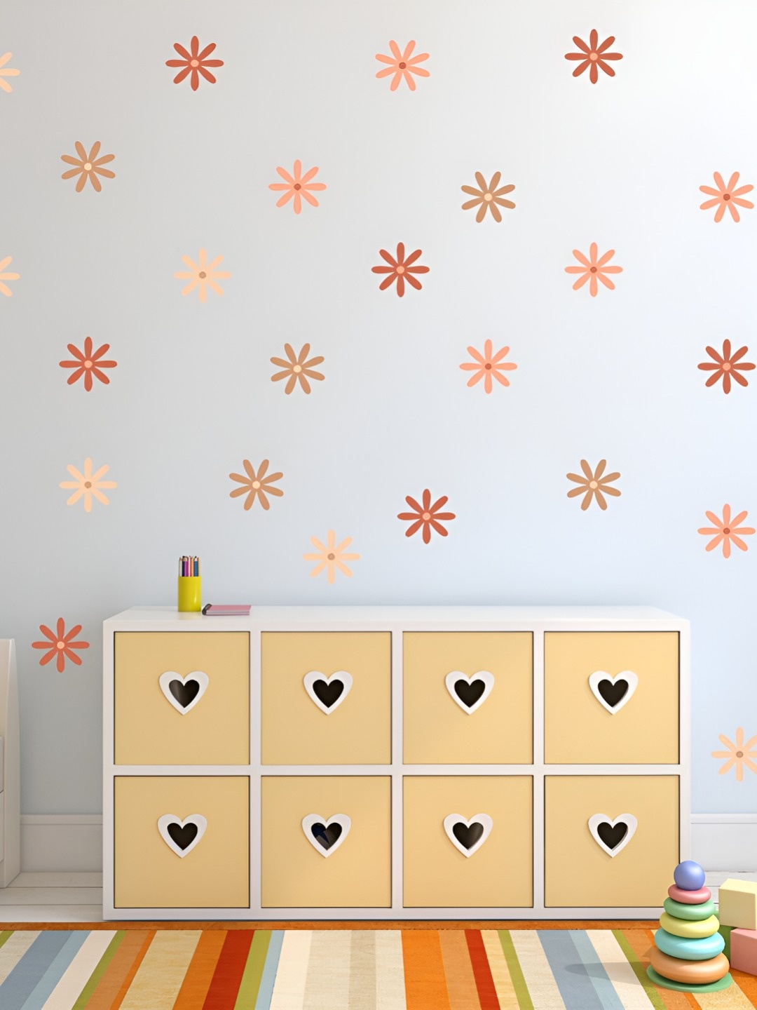 

CVANU Beige & Brown 6 Pieces Flowers Wall Sticker