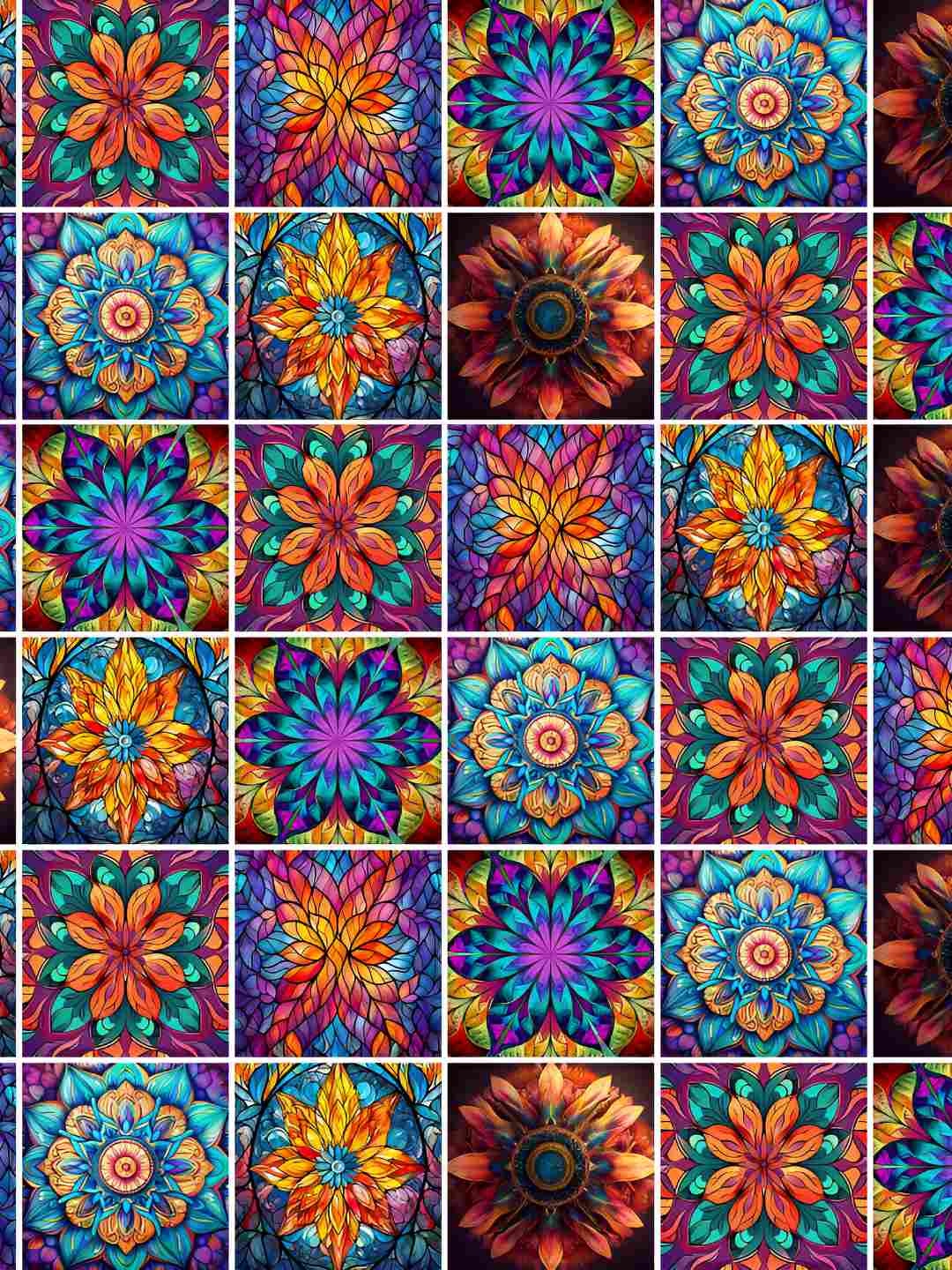 

CVANU Orange & Blue 36 Pieces Beautiful Mandala Pattern Tiles Wall Stickers