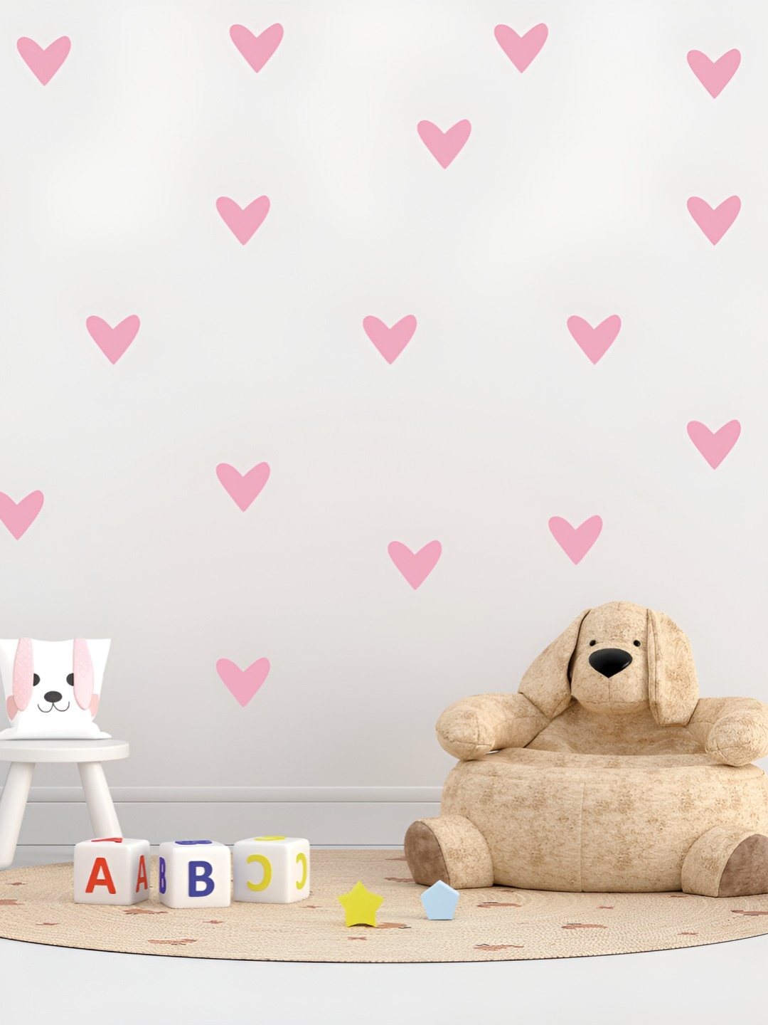 

CVANU White & Pink 6 Pieces Hearts Wall Stickers