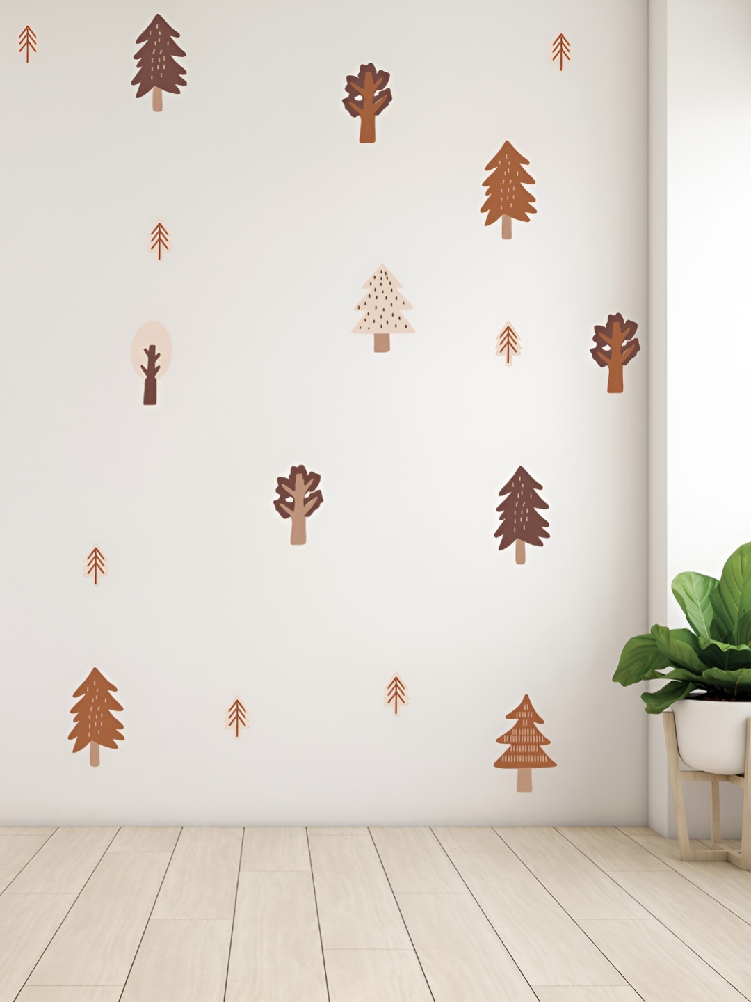 

CVANU White & Brown 2 Pieces Beautiful Tree Wall Stickers