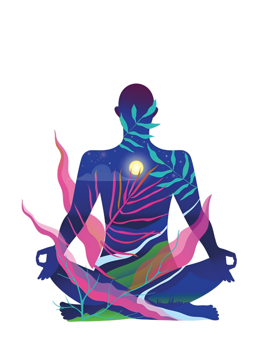 

CVANU Blue & Pink Printed Meditation Yoga Self Adhesive Wall Sticker