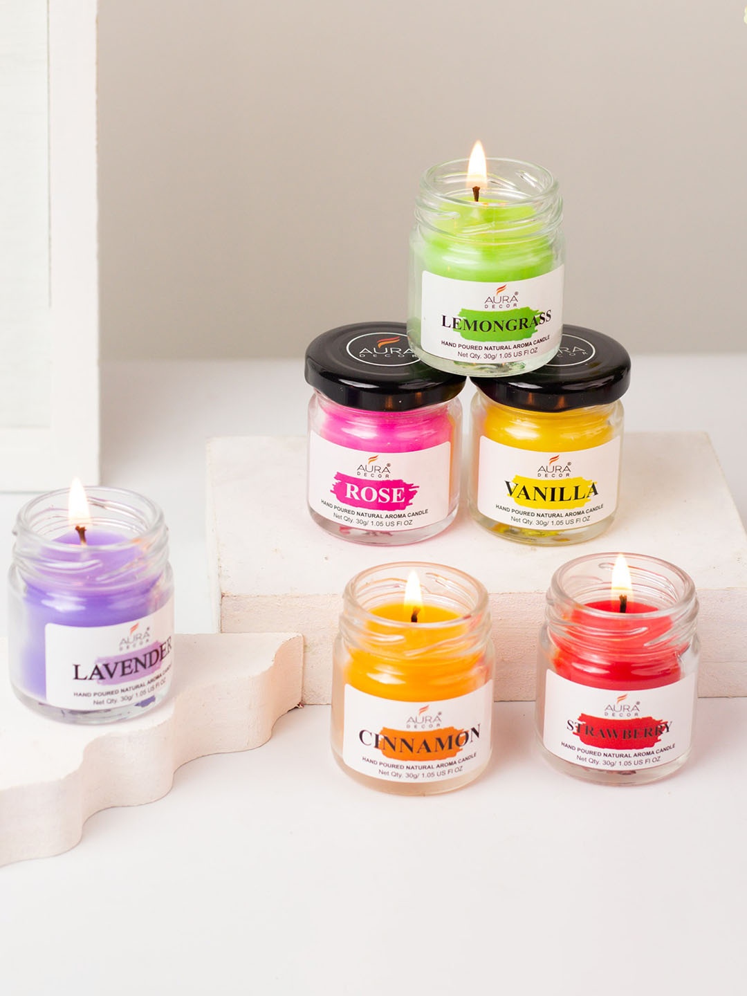 

AuraDecor Green & Red 6 Pieces Fragrance Mini Jar Candles