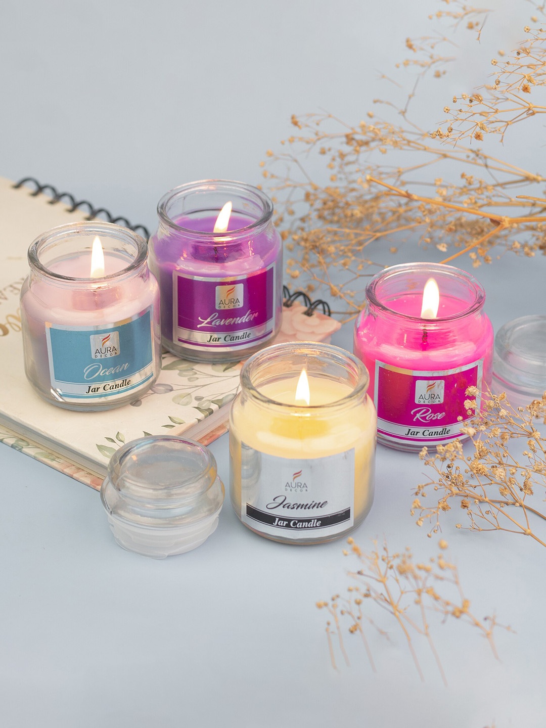 

AuraDecor Lavender & Jasmine 4 Pieces Scented Jar Candles