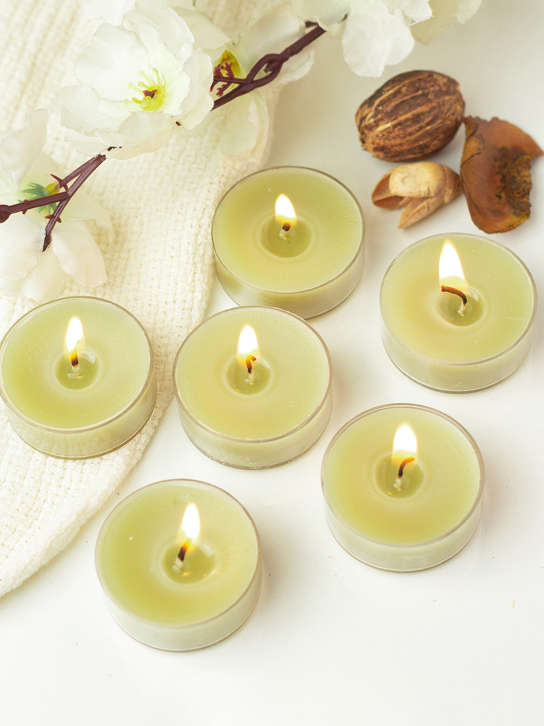 

AuraDecor Green 12 Pieces Soy Wax Lime Basil & Mandarin Tea light Candles