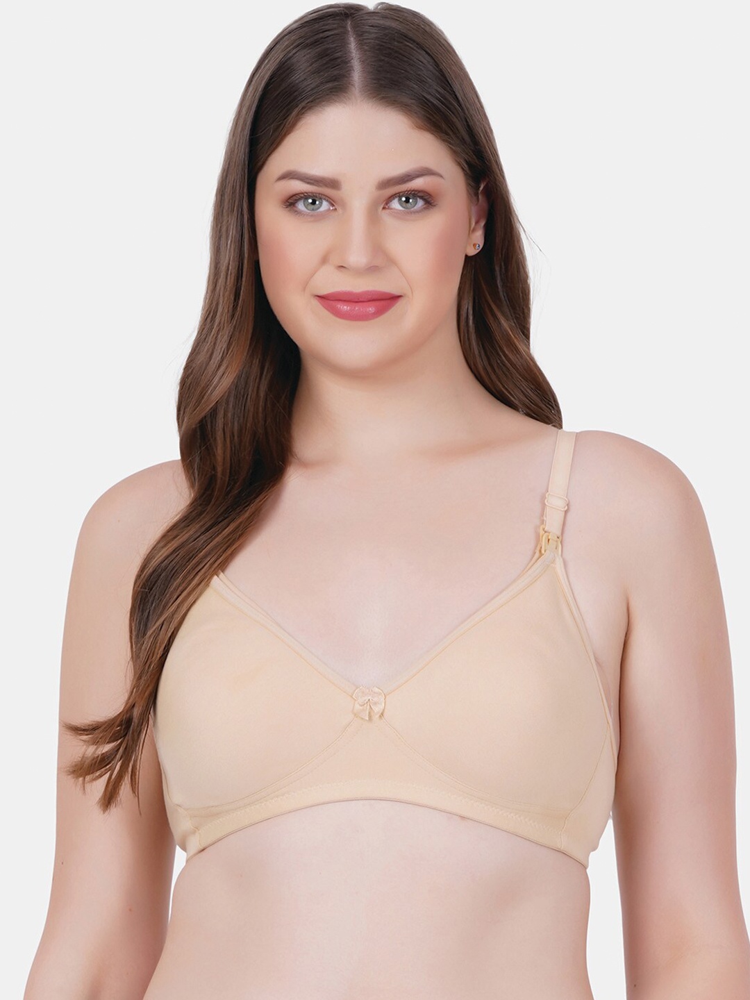 

Reveira Non-Wired Maternity Bra With Dry Fit Medium Coverage All Day Comfort, Beige