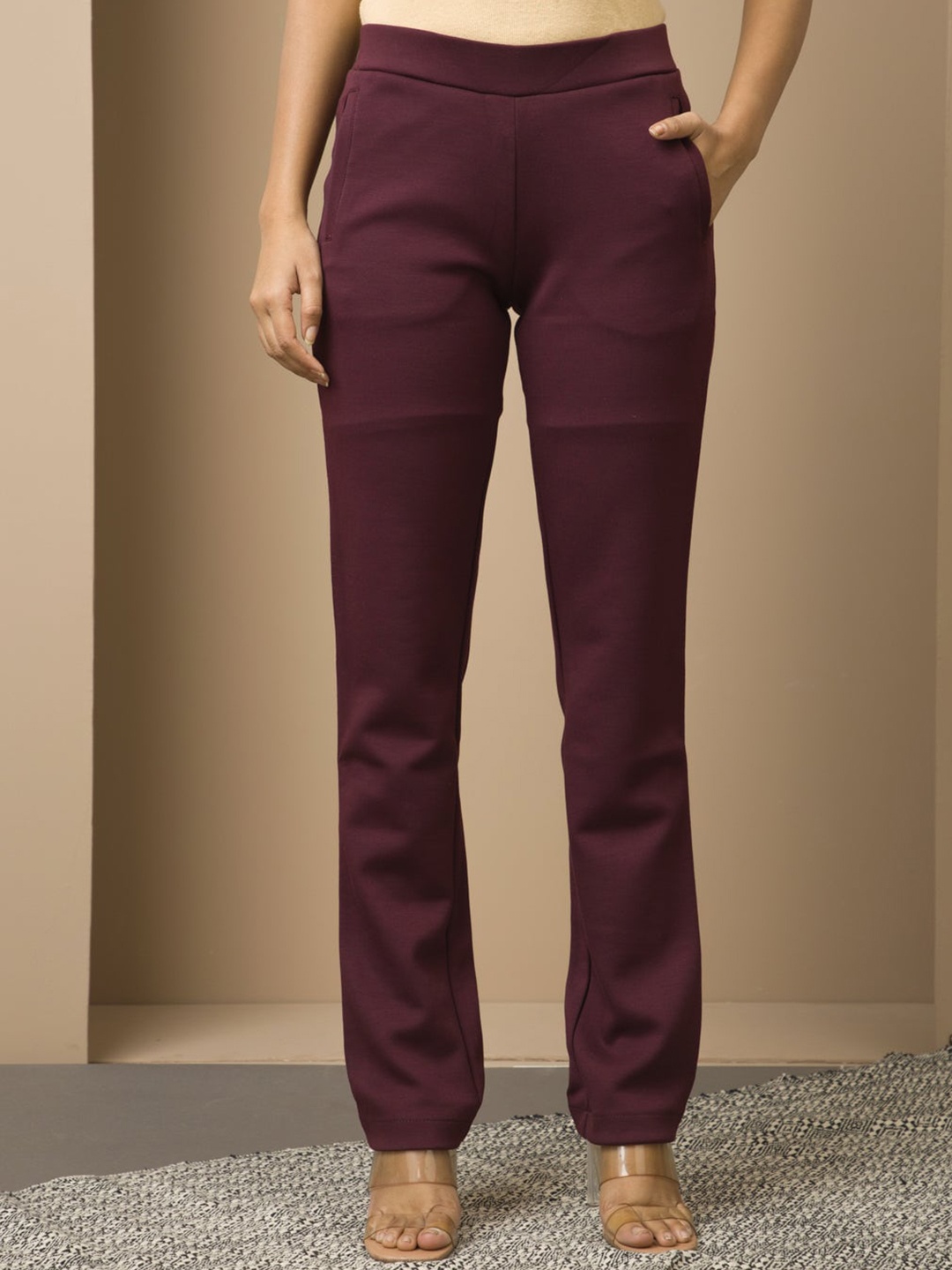 

Lakshita Women Smart Straight Fit Trousers, Maroon