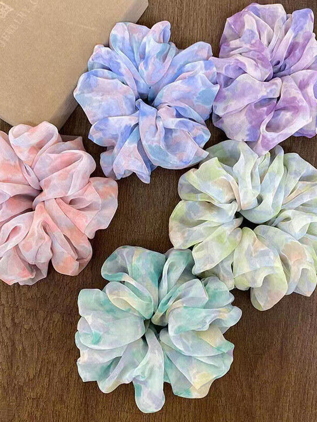 

FIMBUL Set of 5 Printed Ponytail Holders, Green