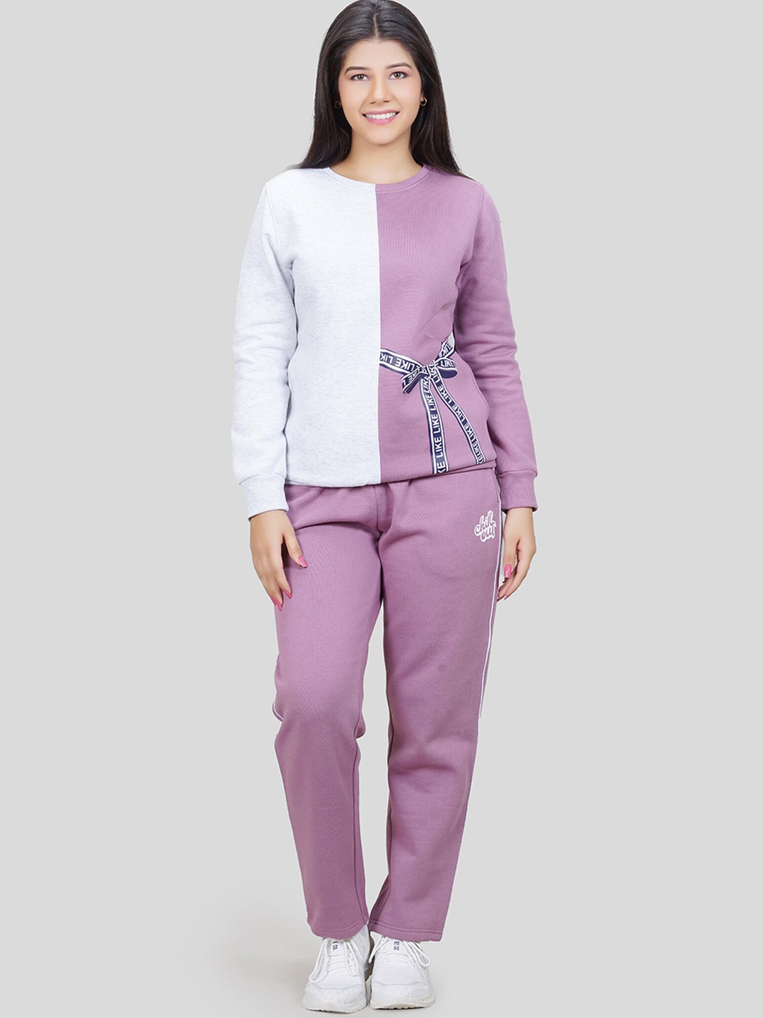 

She N She Colourblocked Top With Trousers, Lavender
