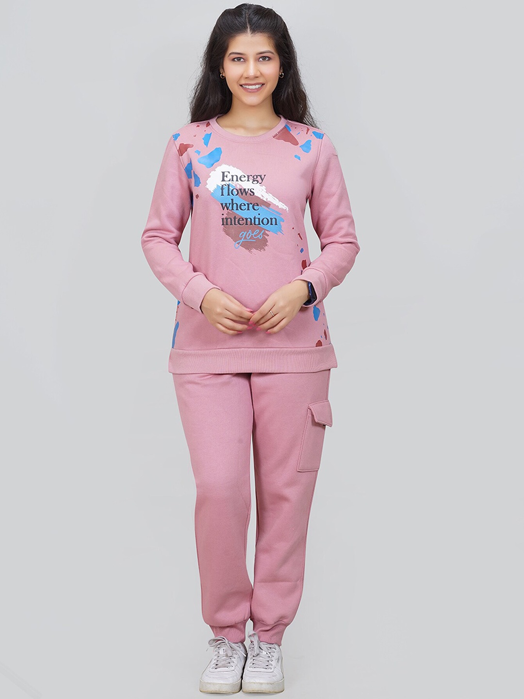 

She N She Printed Warm Fleece Co-Ords, Pink