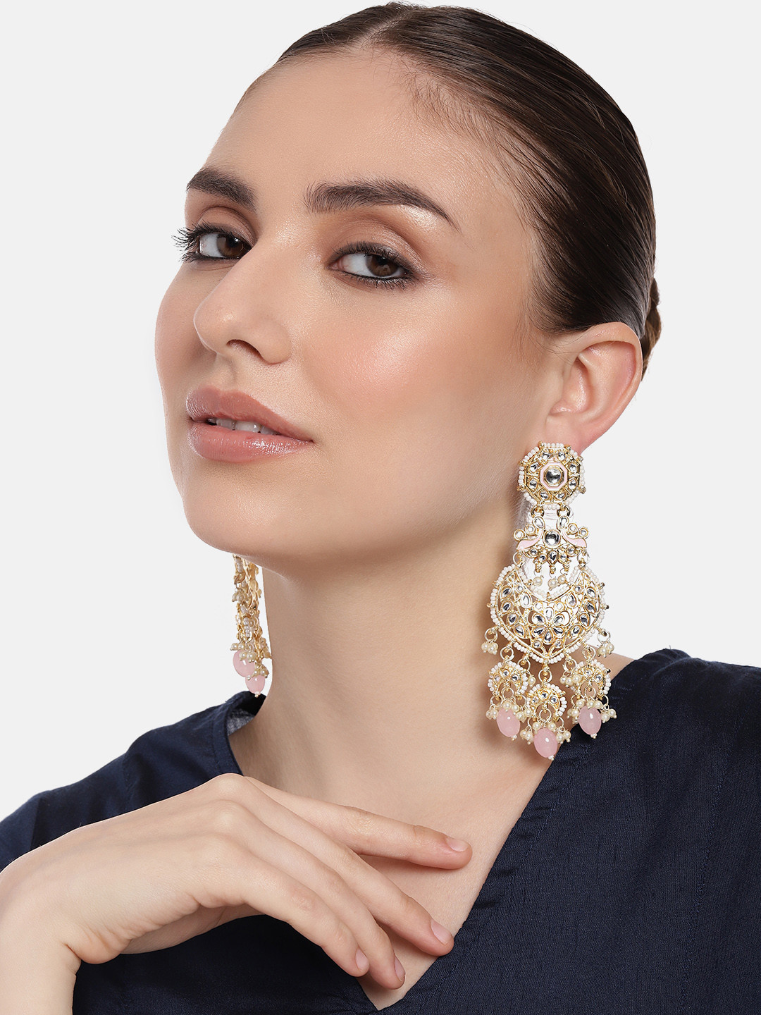 

Estele Gold-Plated Classic Kundan Studded Drop Earrings