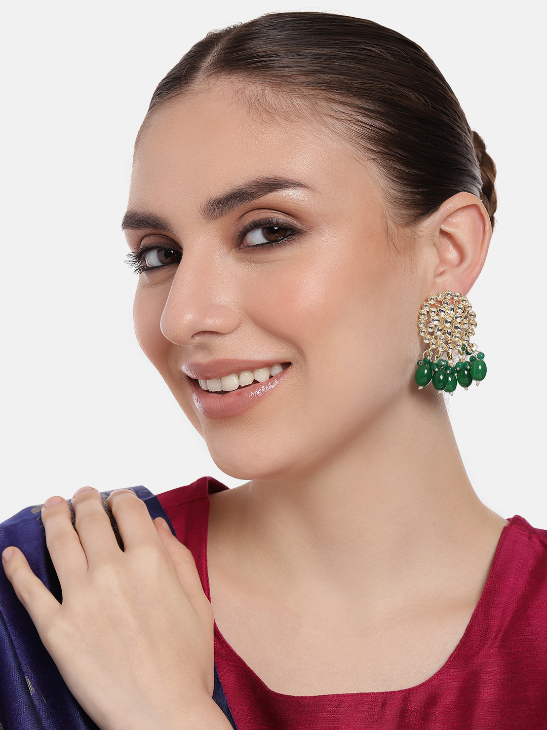

Estele Gold-Plated Classic Kundan Studded Drop Earrings