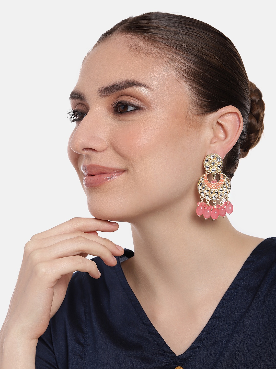 

Estele Gold-Plated Floral Kundan Chandbalis