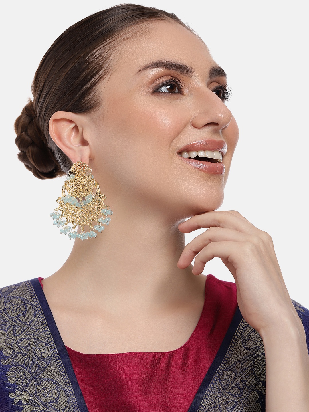

Estele Gold-Plated Circular Artificial Beads Chandbalis