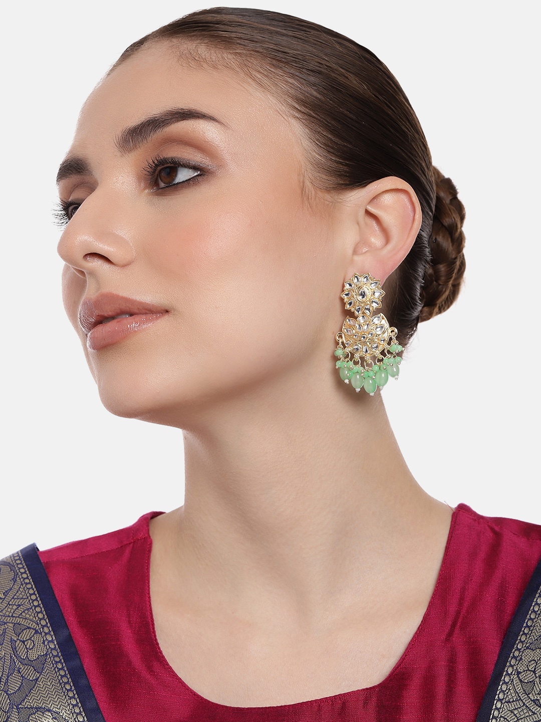 

Estele Gold-Plated Floral Kundan Chandbalis