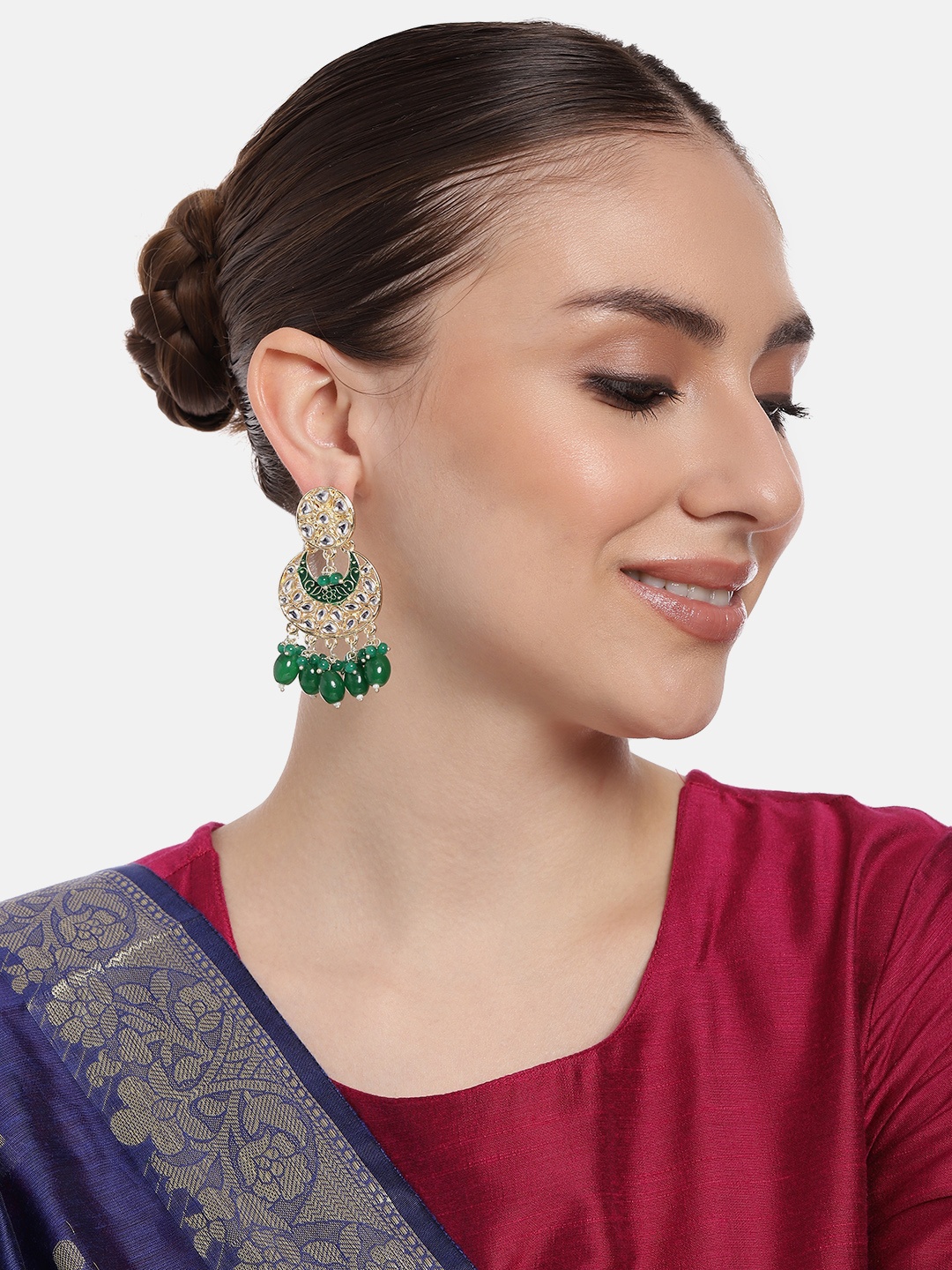 

Estele Gold-Plated Floral Kundan Chandbalis