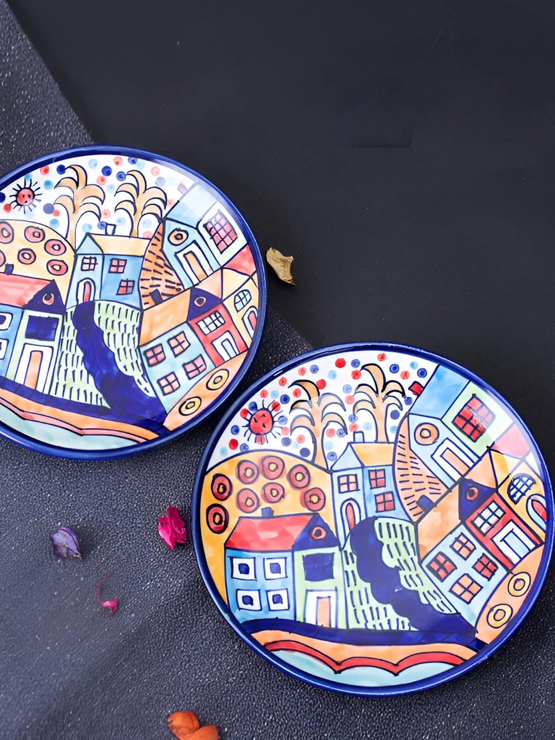 

caffeine Blue & White 2 Pieces Ceramic Microwave Safe Plates