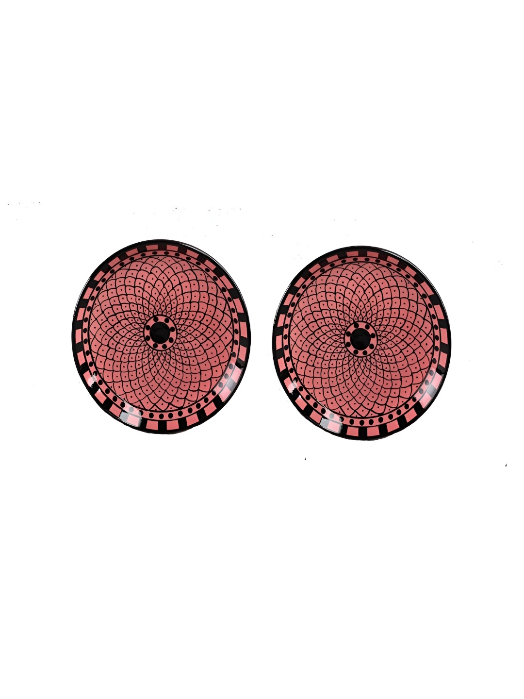 

Caffeine Black 2Pieces Printed Ceramic Dinnerware, Pink