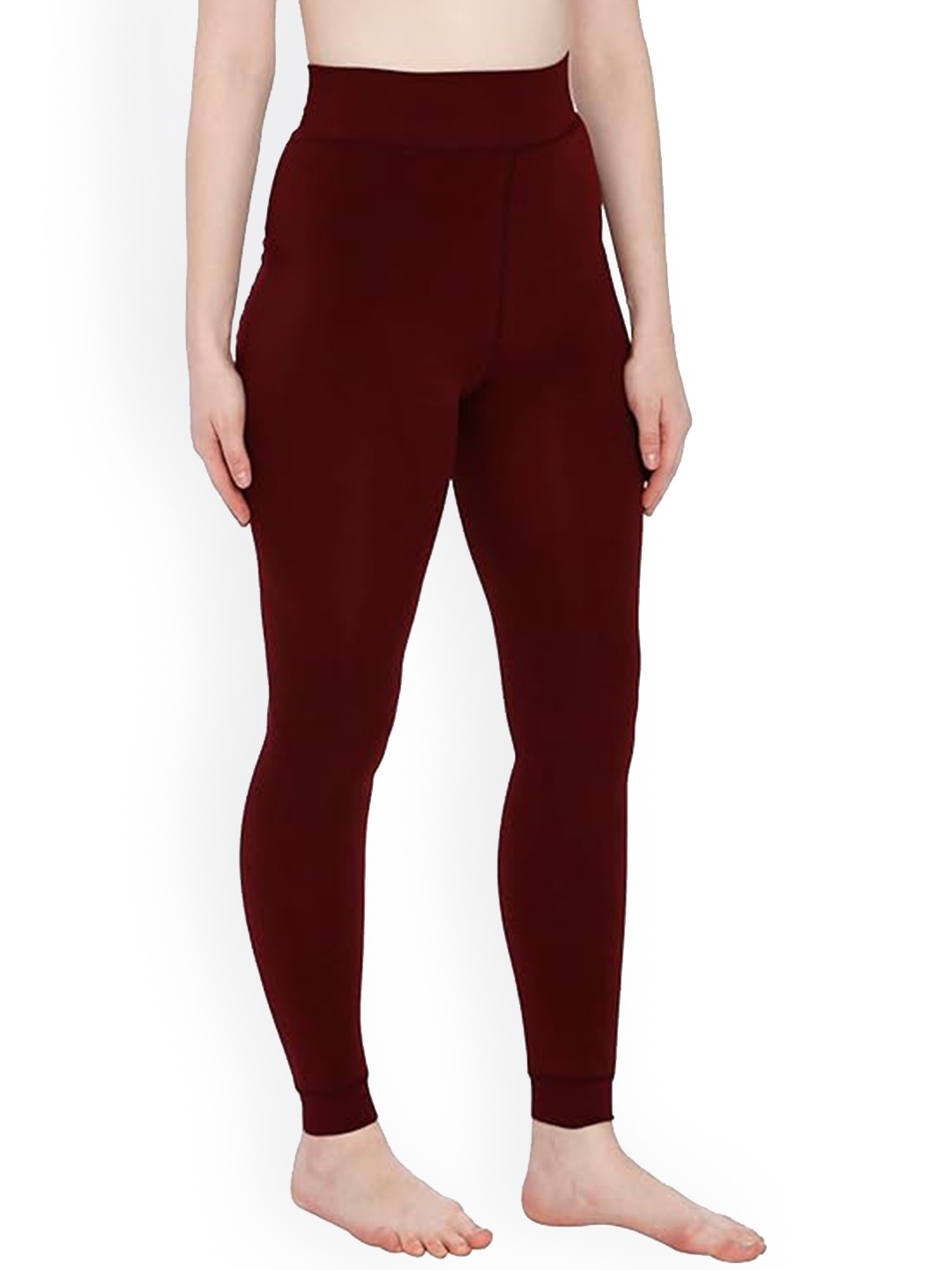 

BRACHY Women Wool High-Waist Thermal Bottoms, Maroon