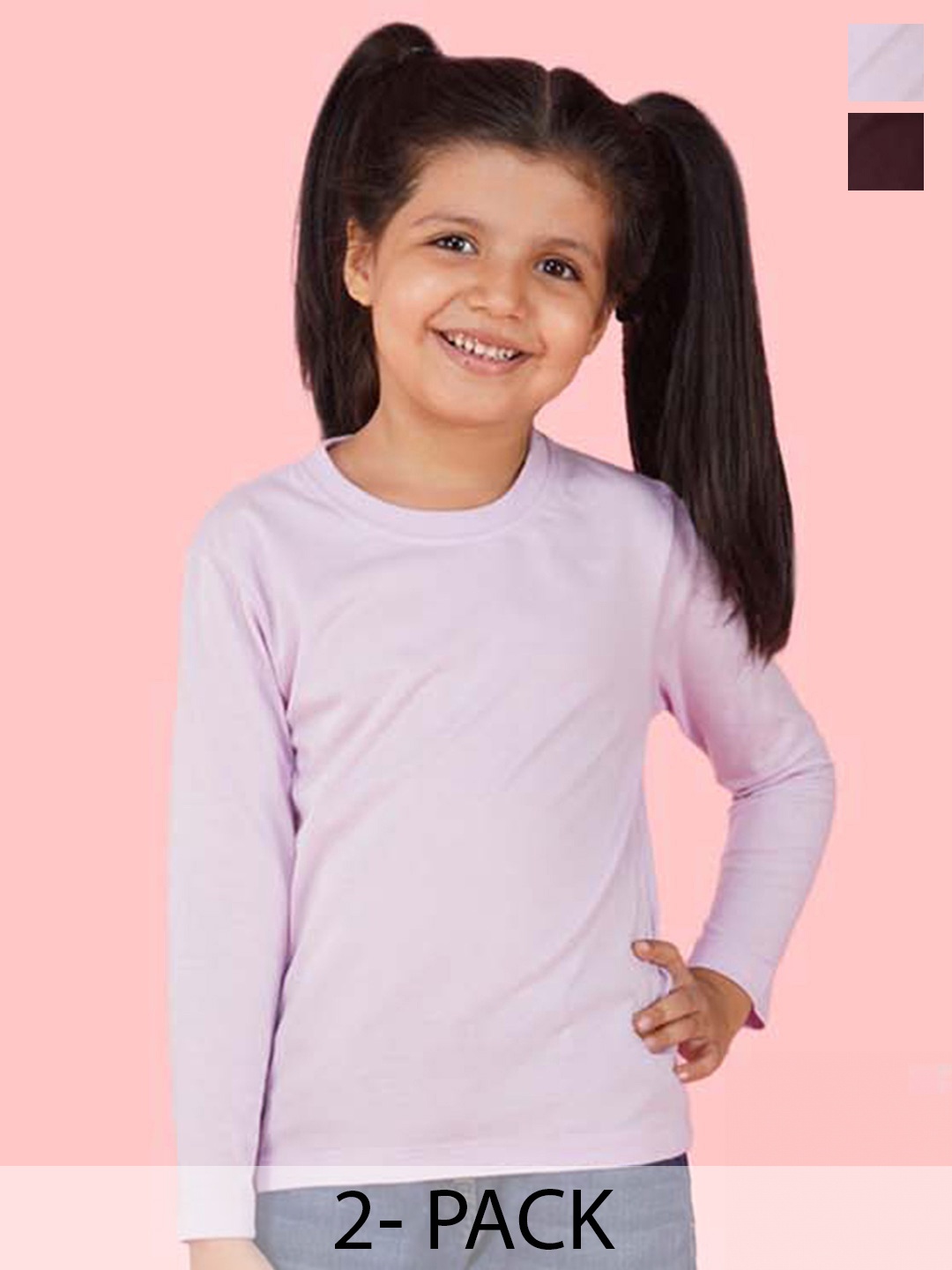 

NUSYL Girls Pack of 2 Cotton T-shirts, Lavender