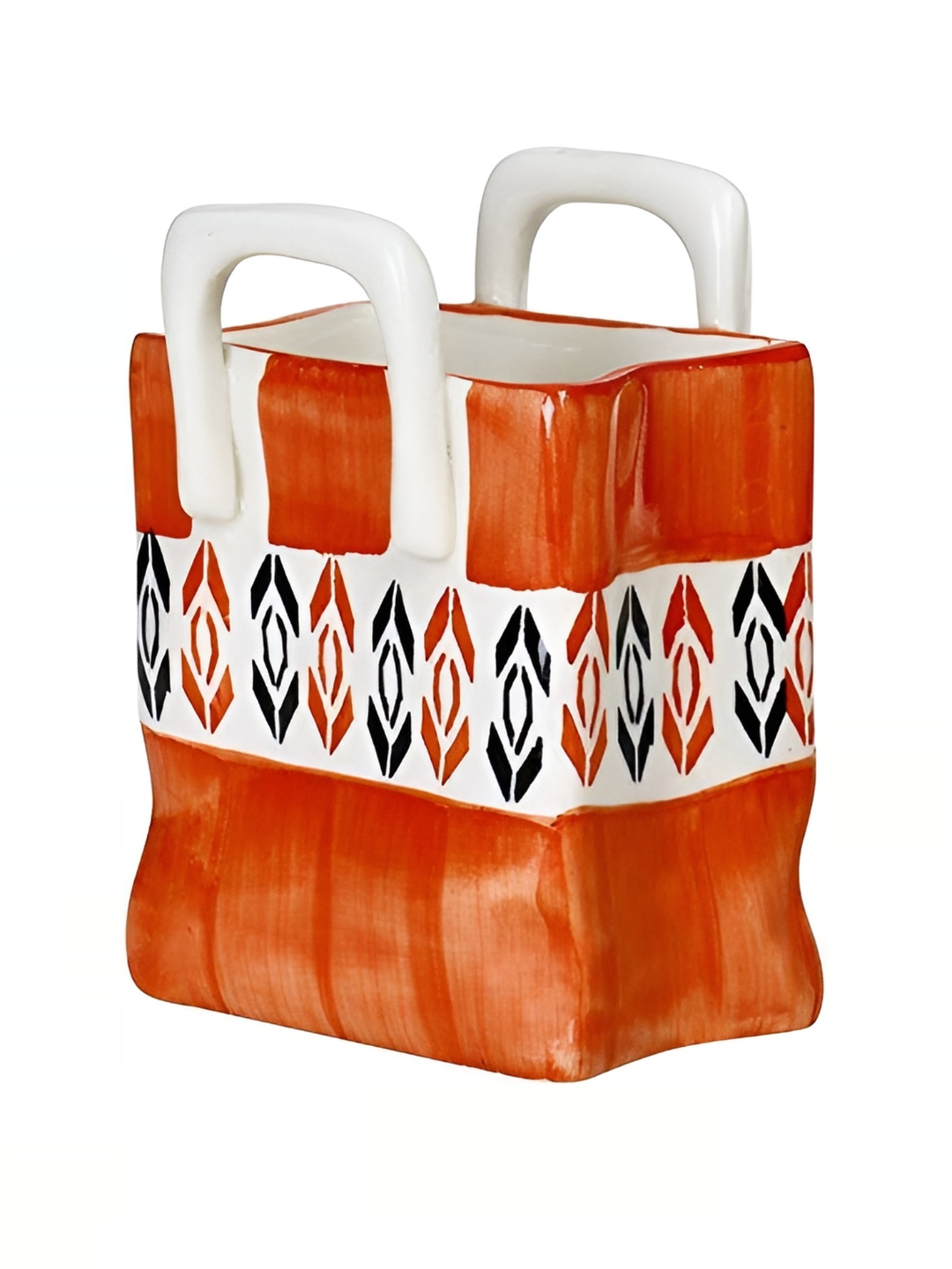 

Caffeine White & Rust Printed Ceramic Cutlery Holder
