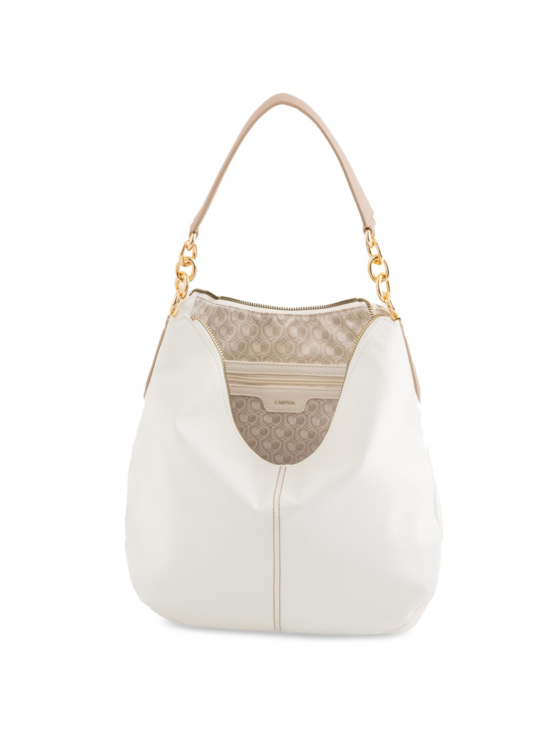 

CARPISA Leather Shopper Hobo Bag, White