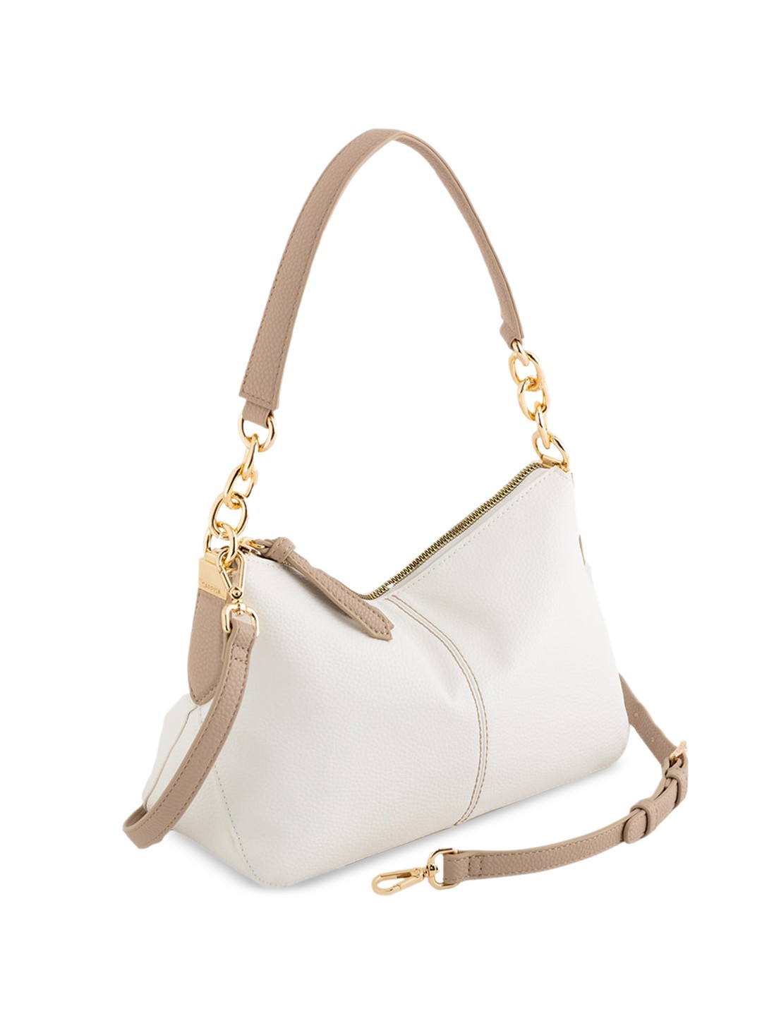 

CARPISA White Leather Hobo Bag