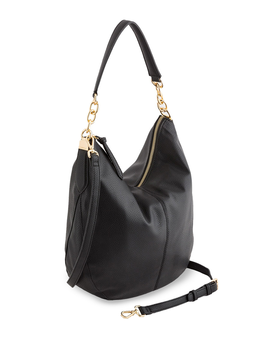 

CARPISA Textured Leather Hobo Bag, Black