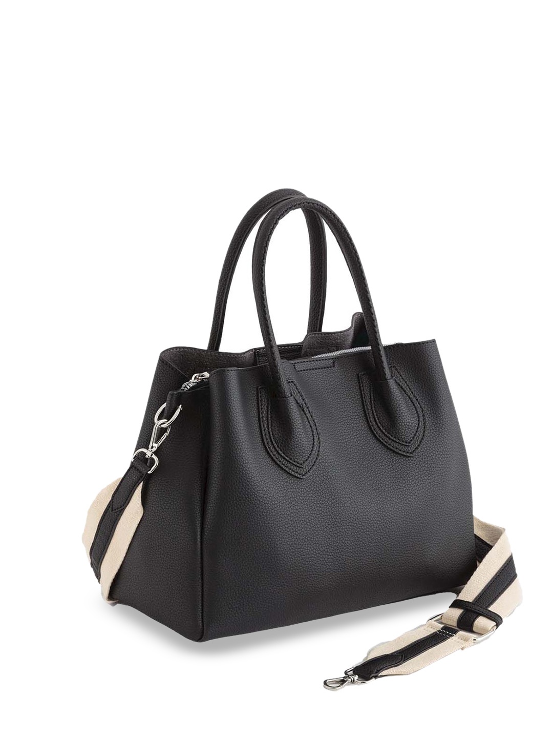 

CARPISA Leather Structured Shoulder Bag, Black