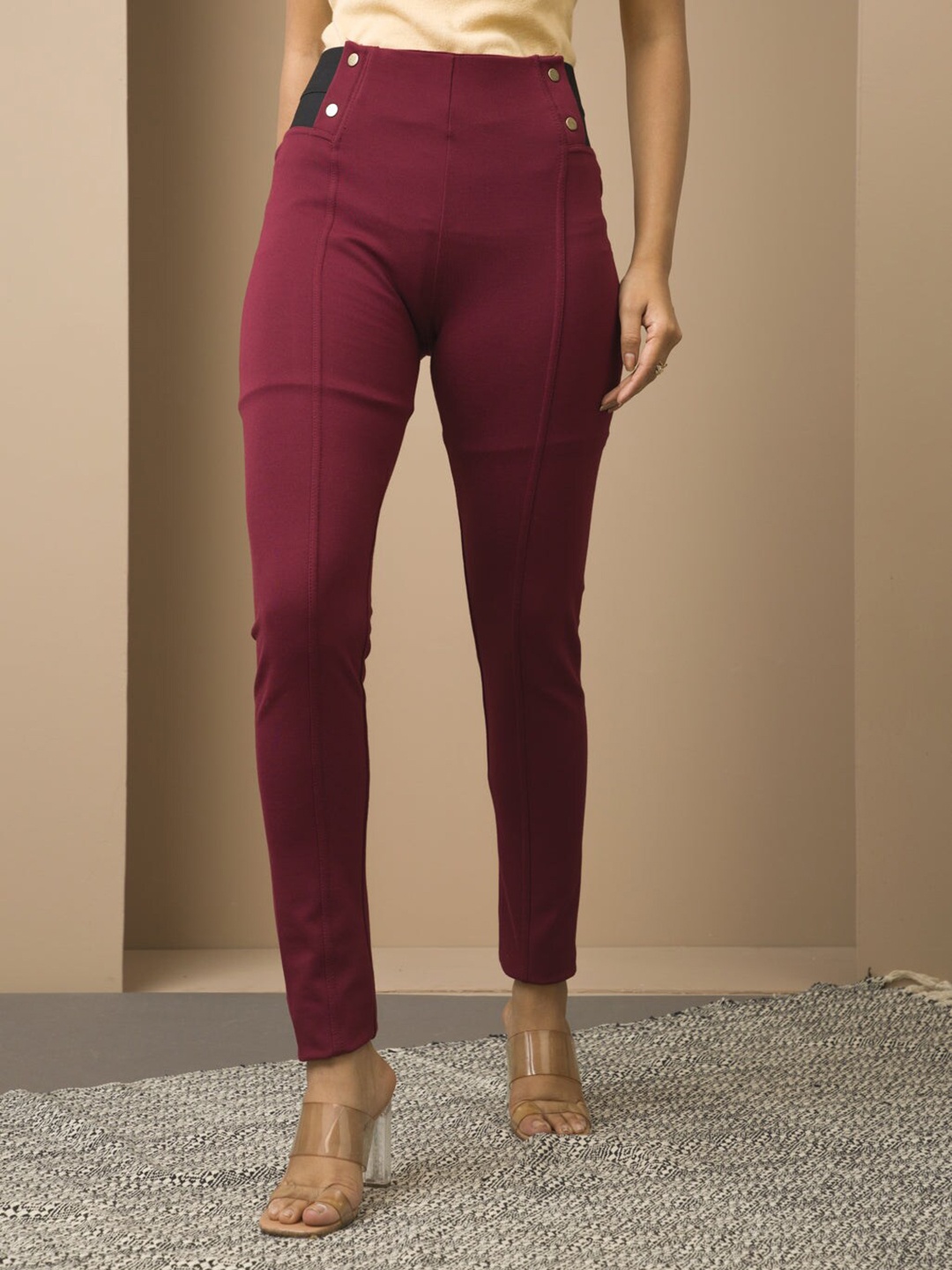 

Lakshita Women Skinny Fit Jeggings, Maroon