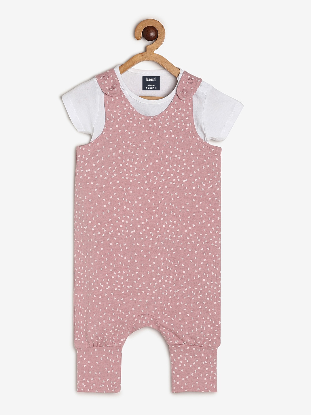 

BAESD Infants Kids Printed Dungaree With T-Shirt, Pink
