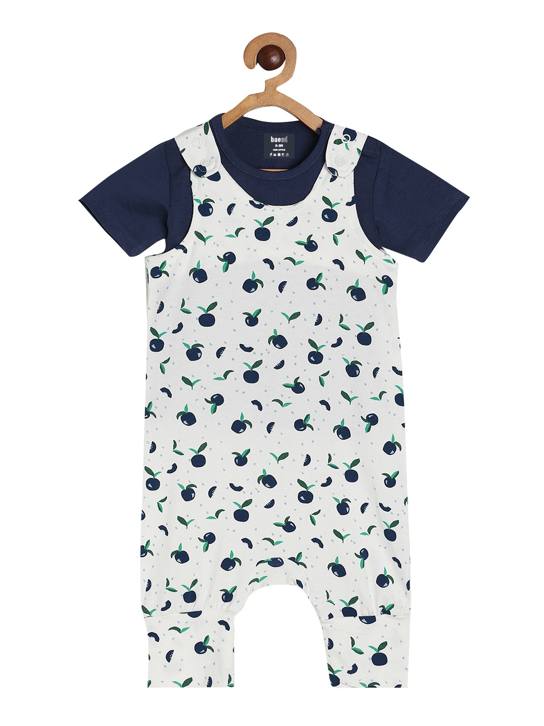 

BAESD Infants Kids Printed Dungaree With T-Shirt, White