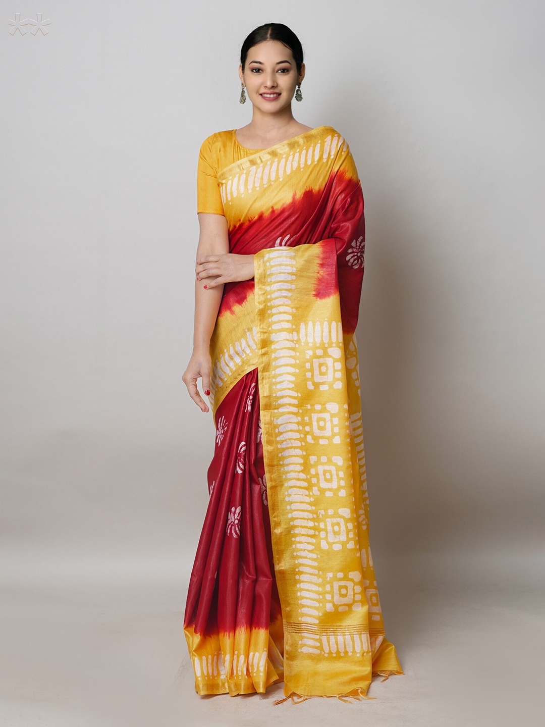 

Unnati Silks Woven Design Silk Cotton Handloom Chanderi Saree, Red