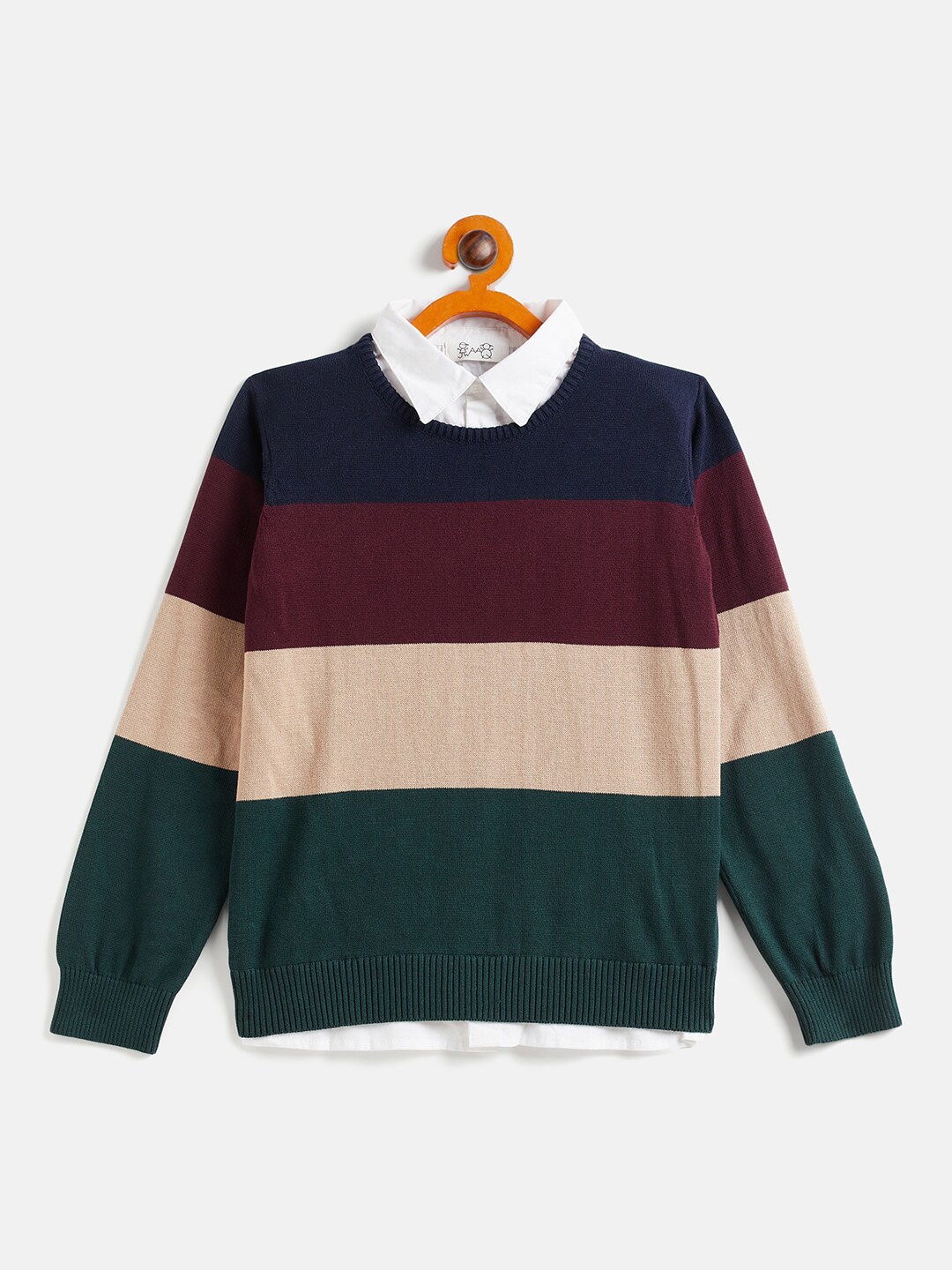 

JWAAQ Boys Striped Cotton Sweater, Green