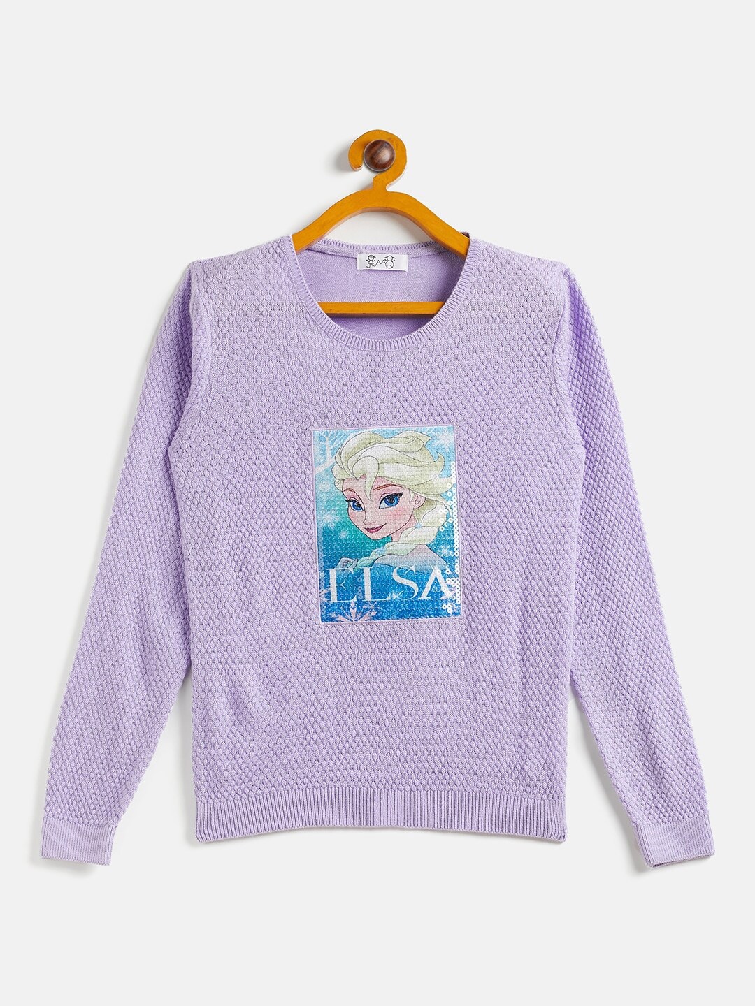 

JWAAQ Girls Frozen Printed Cotton Sweater, Lavender