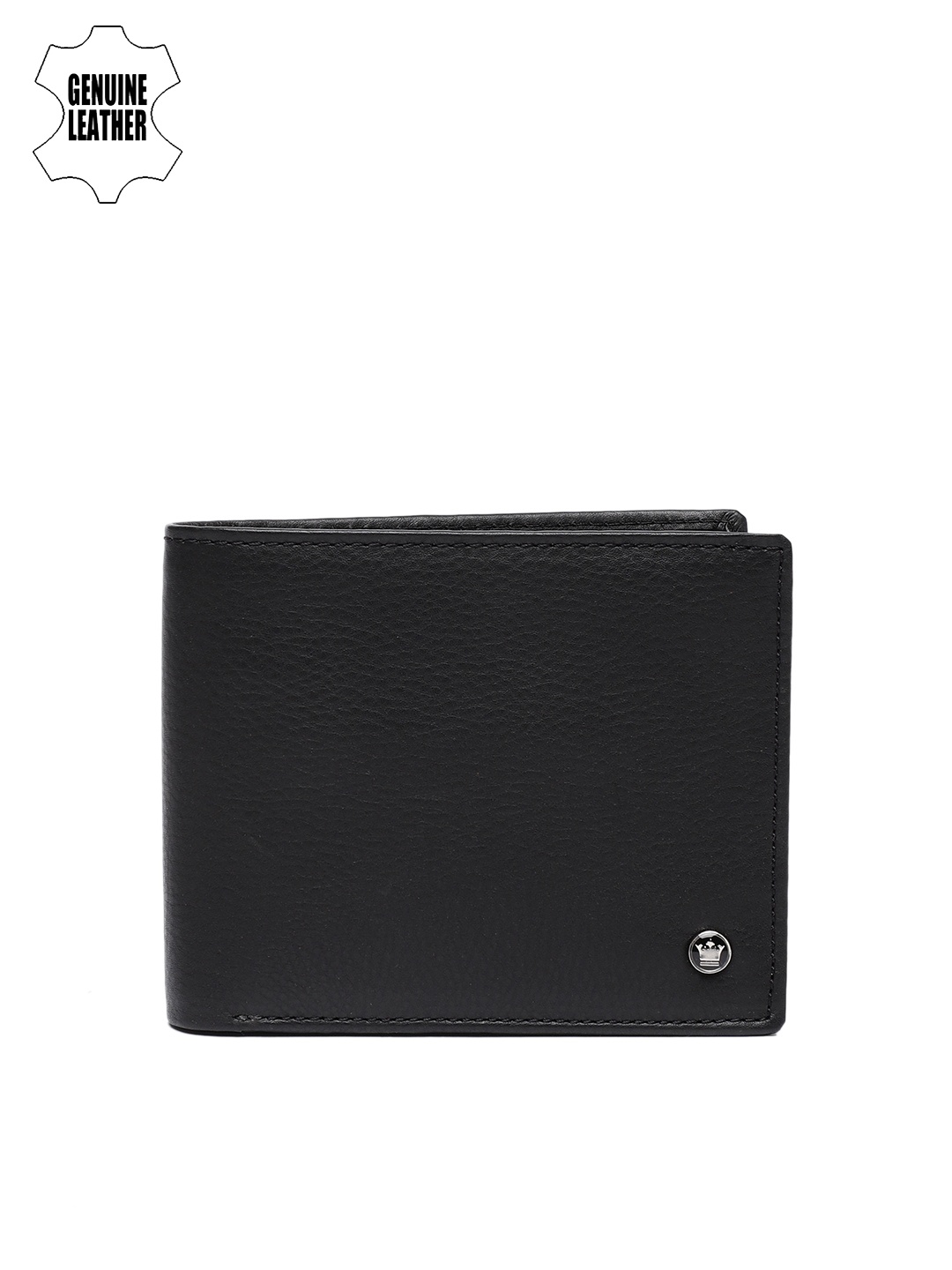 

Louis Philippe Men Black Solid Genuine Leather Two Fold Wallet