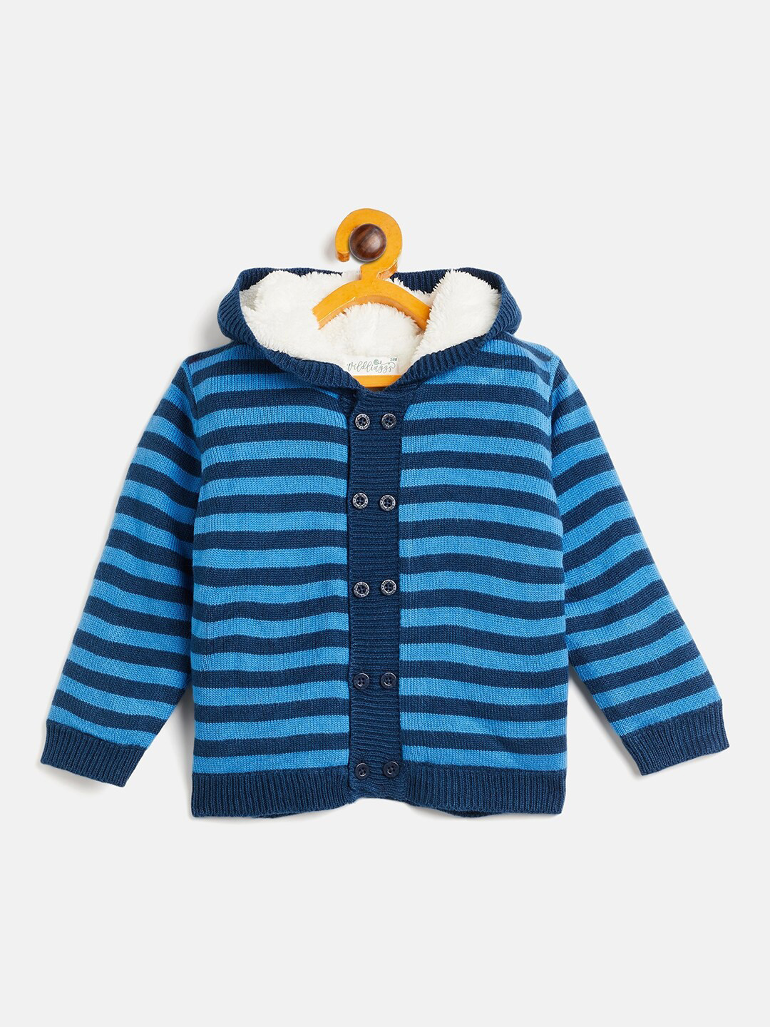 

JWAAQ Infants Kids Striped Hooded Cotton Sweater, Navy blue