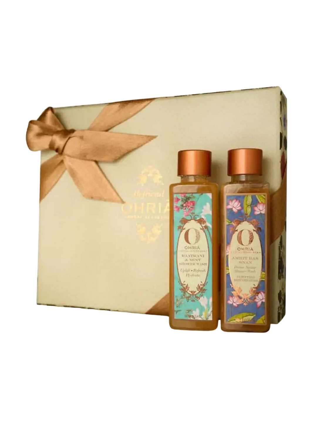 

OHRIA AYURVEDA Set of 2 Shower Wash Gift Set 100ml Each - Raatrani Mint + Amrit Ras Snan, Beige