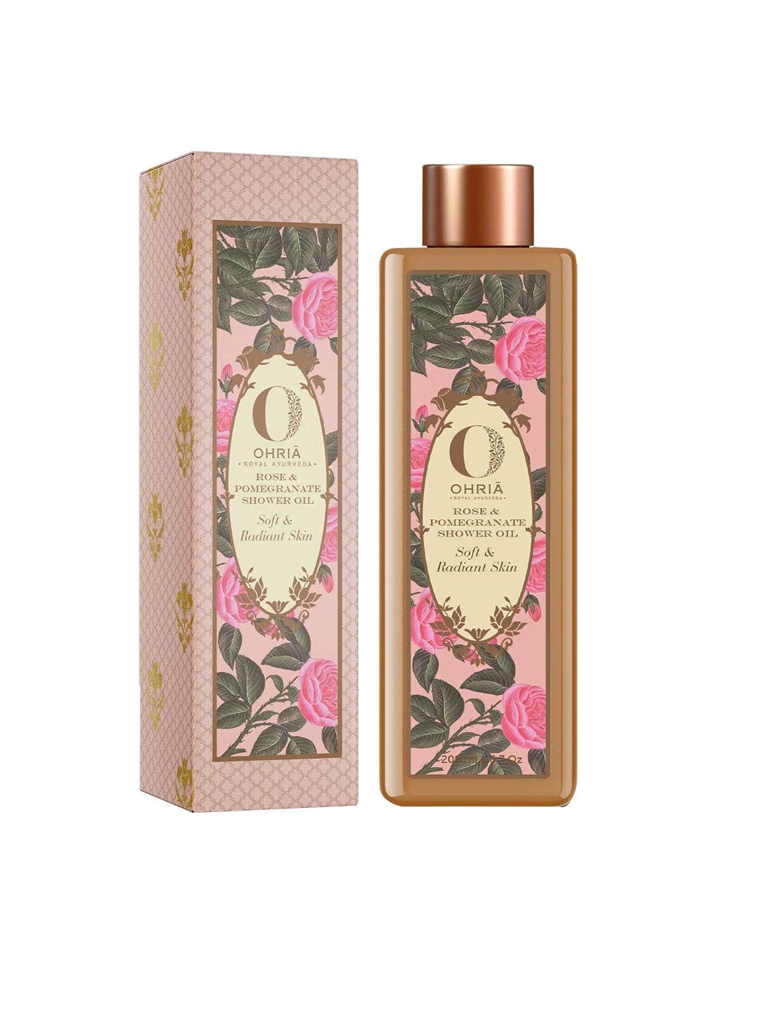 

OHRIA AYURVEDA Rose & Pomegranate Shower Oil for Soft Hydrated & Radiant Skin - 200ml, White