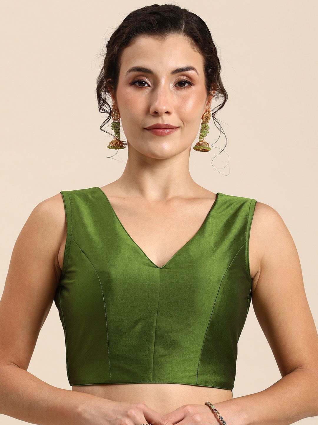 

Ethnovog Ready To Wear Saree Blouse, Green
