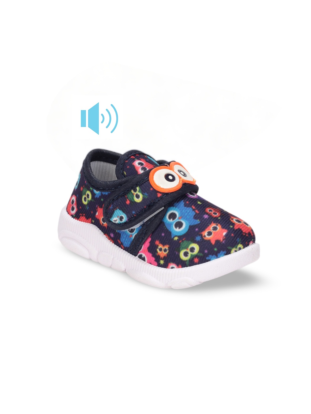 

Lil Lollipop Kids Printed Slip-On Sneakers With Musical Chu Chu & Velcro Closure, Navy blue