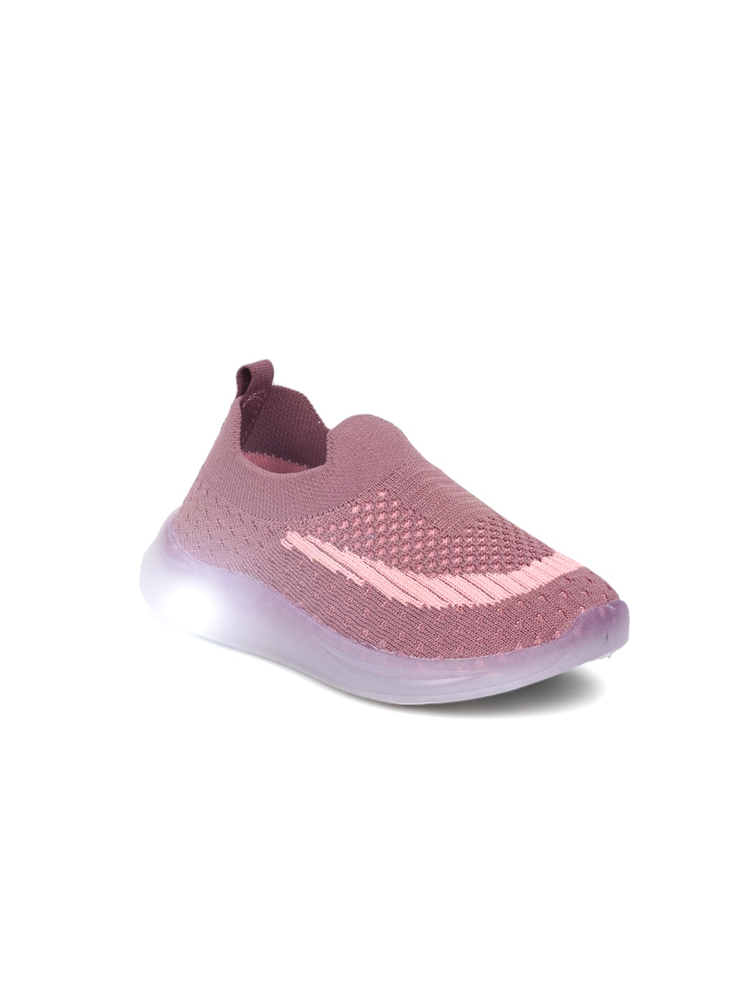 

Lil Lollipop Kids Textured Comfort Insole Slip-On Sneakers With LED Light, Mauve
